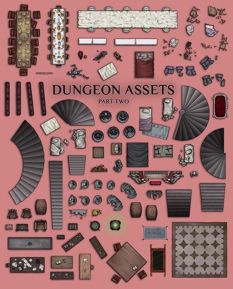 DUNGEON ASSETS! The followup to the Part One released in early 2017, this pack derives from many of the assets found in the Ravenloft project and isolates them into individual assets for your... Dnd Assets, Map Assets, Dnd Map Making, Map Making, D&d Dungeon Map, Mine Dungeon Map, Dnd Map Assets, Top Down Dungeon, Dnd Map Assets Free