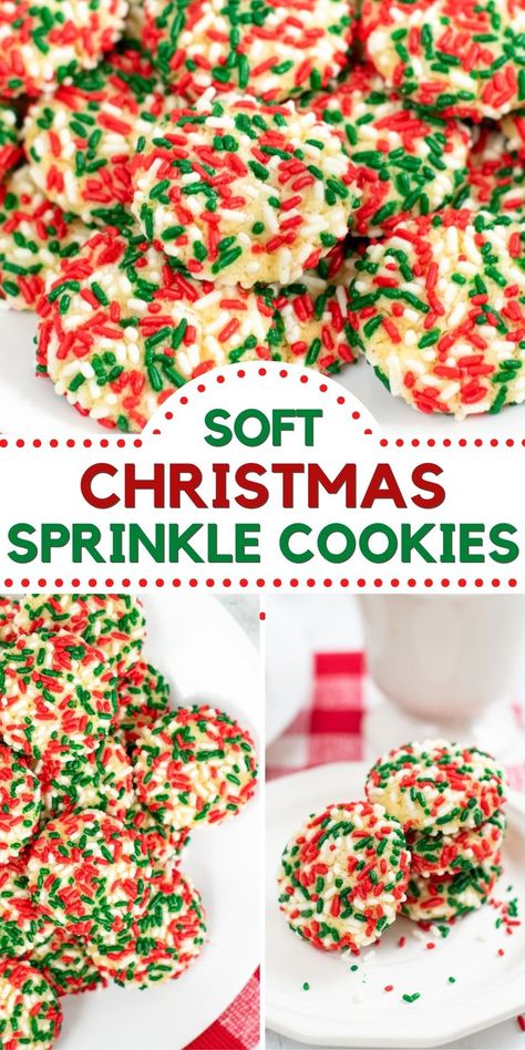 Sprinkle Pudding Cookies, Christmas Sprinkle Cookies, Sprinkles Cookies, Sprinkle Cookies Recipe, Christmas Cookies Kids, Cookie Recipes Holiday, Christmas Cookie Recipes Holiday, Soft Christmas, Winter Foods