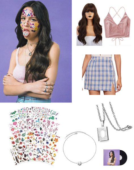 Album Cover Outfits Spirit Week, Oliva Rodrigo Costume, Olivia Rodrigo Sour Costume, Olivia Rodrigo Outfits Halloween, Album Cover Day Spirit Week, Album Cover Costume Party, Oliva Rodrigo Halloween Costume, Olivia Rodrigo Get Him Back Outfit, Album Cover Outfit Ideas