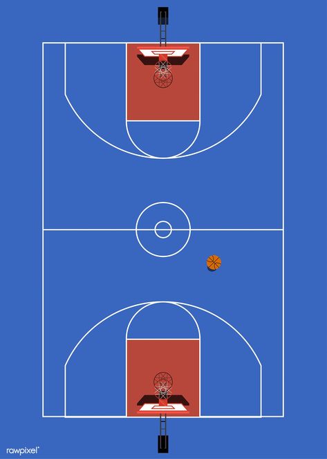 Aerial view of a basketball court | free image by rawpixel.com Blue Basketball Court, Basketball Court Design, Court Illustration, Basketball Ground, Bball Court, Basketball Drawings, Court Basketball, Sports Court, Bola Basket