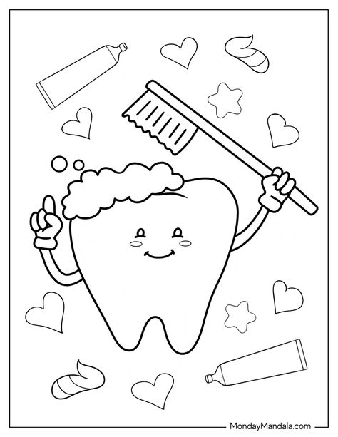 20 Dentist Coloring Pages (Free PDF Printables) Teeth Craft For Preschool, Dental Activities For Preschool, Tooth Preschool, Dentist Crafts, Eid Images, Sikat Gigi, Free Preschool Printables, Dental Kids, Color Puzzle