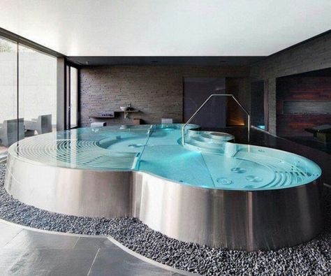 stunning large bathtubs ideas stainless steel tub luxury bathroom Piscina Interior, Indoor Pools, Indoor Swimming Pool, Decor Ikea, Luxury Pools, Indoor Swimming, Swimming Pool Designs, Dream Bathrooms, Hot Tubs