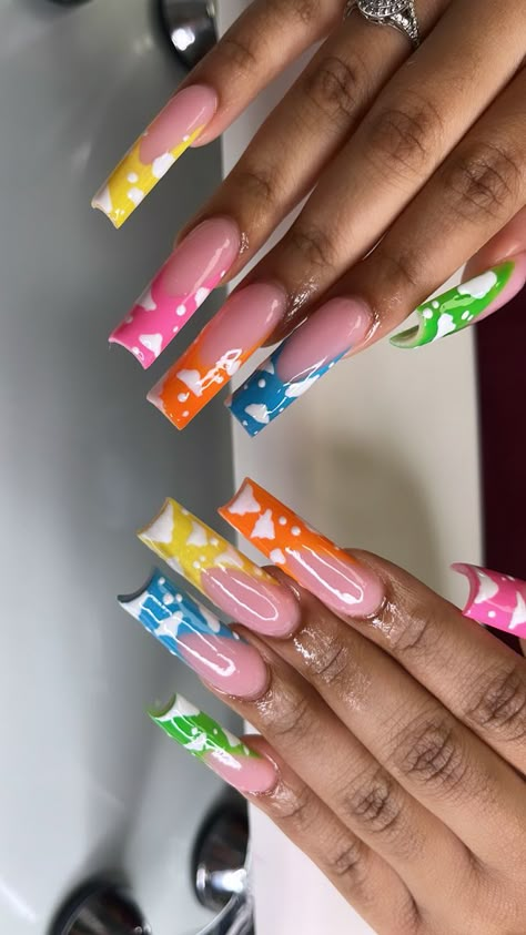 Long acrylic nails, xl acrylic nails, black girl acrylic nails, acrylic nails, dope acrylic nails, xxl acrylic nails, rainbow acrylic nails, cute acrylic nails Cloud Acrylic Nail Designs, Cloud Print Nails, White And Rainbow Nails, Nails With Cloud Design, Rainbow Cloud Nails, Cloud Nails Acrylic, Nails With Clouds, Cloud Nail Designs, Rainbow Nails Acrylic