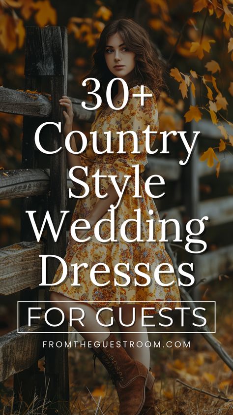 a woman wears country style wedding guest dress Informal Wedding Dress Casual Country, Country Dress For Wedding Guest, Cowgirl Mother Of The Bride Dresses, Country Themed Wedding Guest Attire, Cowboy Wedding Attire For Guests, Wedding Guest Dress For Barn Wedding, Country Winter Wedding Outfit Guest, Wedding Reception Dress With Boots, Barn Wedding Guest Dresses