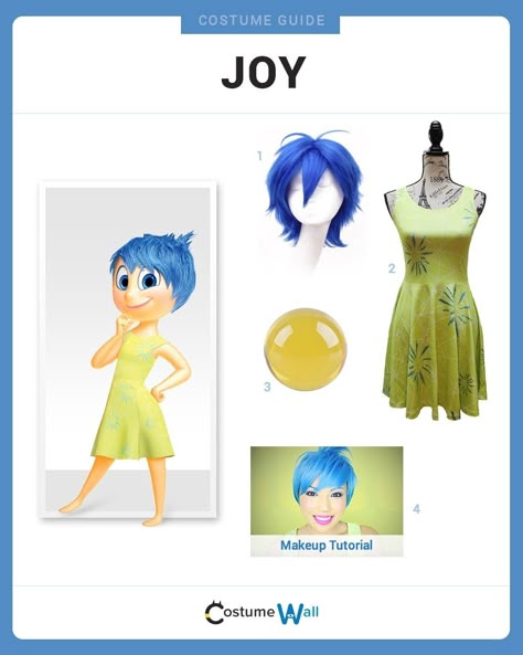 Halloween Costume Large Group, Joy Inside Out Costume Diy, Joy Inside Out Costume, Inside Out Halloween, Joy Costume, Costume Wall, Inside Out Costume, Joy Inside Out, Run Disney Costumes