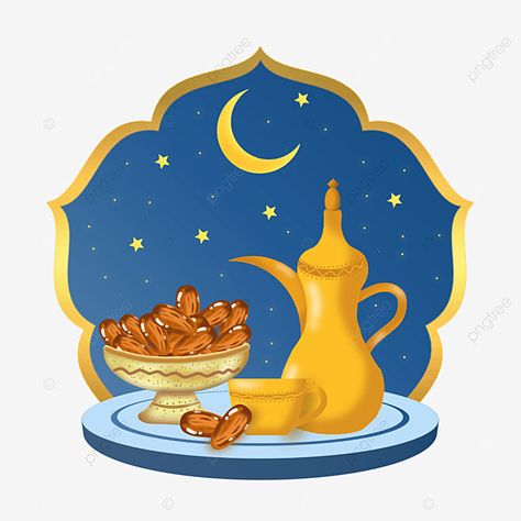 Dates Illustration, Happy Iftar, Iftar Food, Ramadan Clipart, Iftar Time, Food Ramadan, Ramadan Dates, Ramadan Illustration, Drink Vector