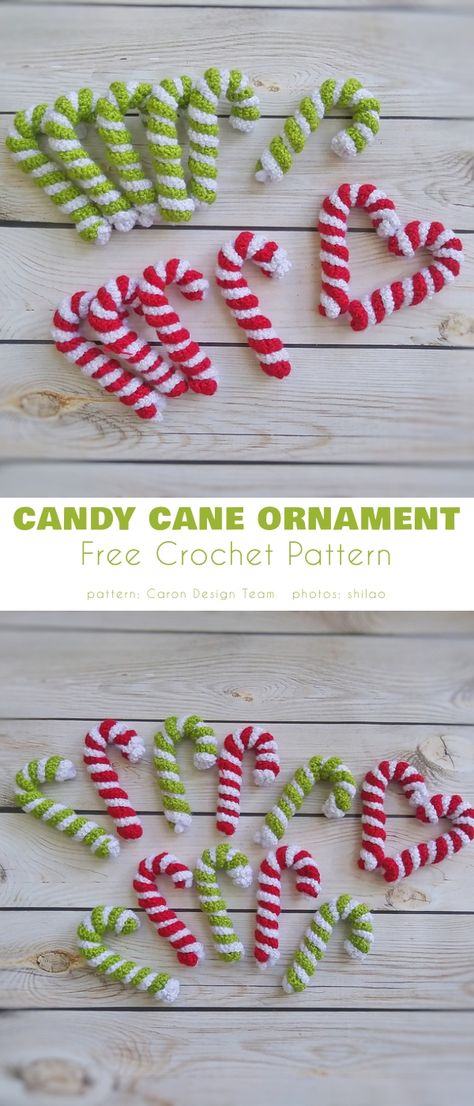 Natal, Crochet Christmas Ornaments Free, Crochet Ornament Patterns, Christmas Crochet Patterns Free, Crochet Christmas Gifts, Crochet Xmas, Candy Cane Ornament, Crochet Christmas Trees, Crochet Christmas Decorations