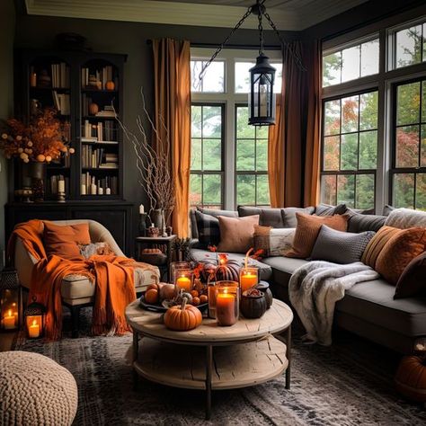 15 Cozy Fall Living Room Decor Trends for 2024 - Nikki's Plate Fall Color Interior Design, Soft Goth Autumn House, Autumn House Decor Living Room, Cosy Living Room Ideas Warm Colours, Comfy Cozy Living Room, Cozy Fall Living Room, Elegant Fall Decor, Autumn Living Room, Mulling Spices