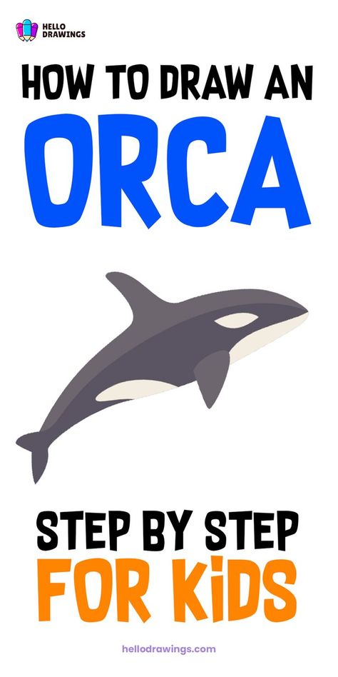 How to Draw an Orca | Easy Drawing Guide for Kids Orca Drawing, Easy Animal Drawings, Vbs Themes, Art Adventure, Easy Animals, Drawing Tutorials For Kids, Drawing Guide, Guided Drawing, Easy Drawing