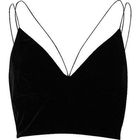 Strappy Shirt, Tank Tops Black, Crop Tops Shirts, Bralet Tops, Shirts Crop, Black Clothes, Strappy Crop Top, Velvet Crop Top, Strap Crop Top