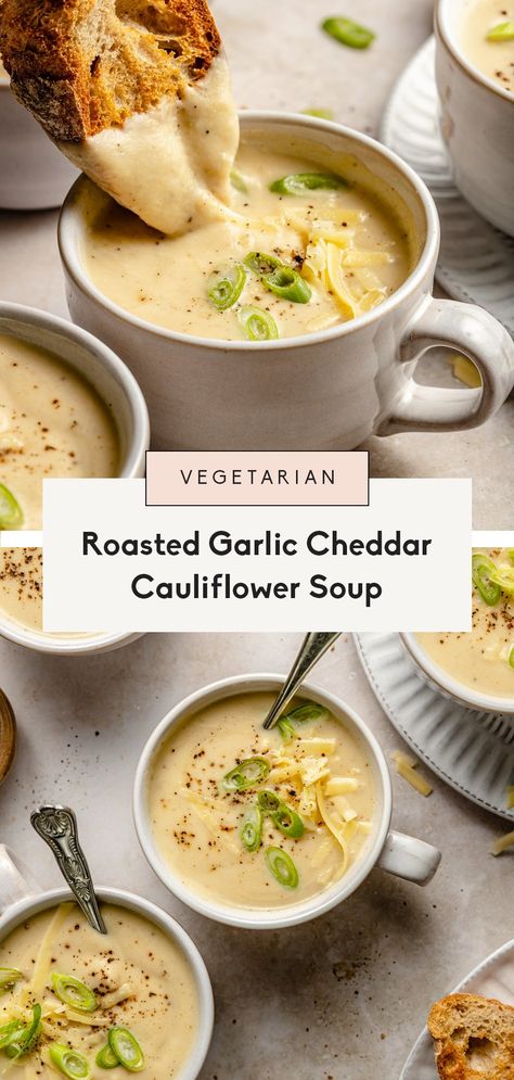 Easy Cauliflower Soup, Roasted Cauliflower Soup, Cauliflower Soup Recipes, Ambitious Kitchen, Cauliflower Soup, Easy Soups, Easy Soup Recipes, Minestrone, Roasted Cauliflower