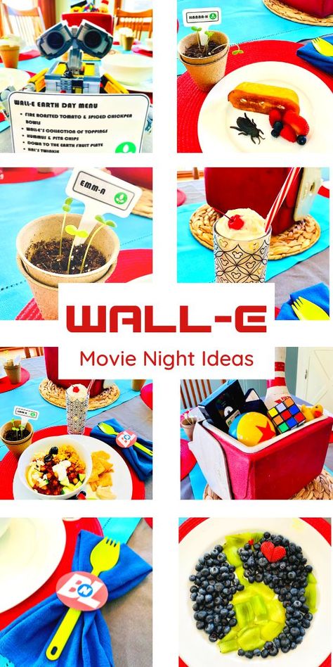 Wall E Themed Food, Wall E Movie Night Food, Wall E Movie Night, Wall E Dinner And A Movie, Walle Disney Dinner, Elemental Movie Theme Dinner, Wall E Themed Dinner, Wall-e Party Ideas, Walle Birthday Party