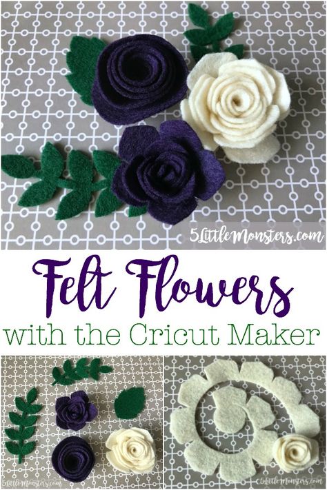 Felt Flowers with the Cricut Maker, great for headbands, hair clips, or decorative accents. Felt Flowers Diy, Wine Bottle Diy Crafts, Cricut Craft Room, Diy Cricut, Diy Tips, Mason Jar Diy, Cricut Creations, Mason Jar Crafts, Cricut Maker