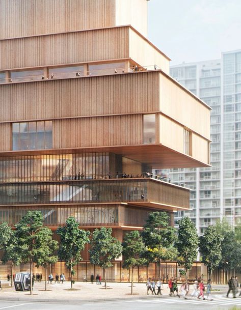 Modern Office Building, Vancouver Art Gallery, Plans Architecture, Wood Architecture, Facade Architecture, Facade Design, Modern Buildings, Architecture Plan, Apartment Building