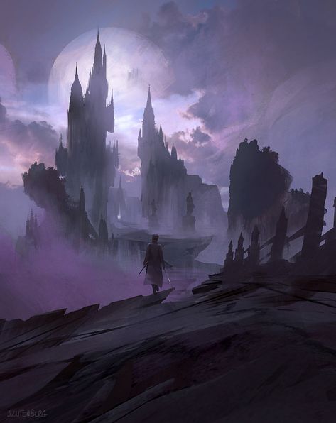 ArtStation - Moon, Kamila Szutenberg Art Watch, 다크 판타지, Castle In The Sky, Fantasy City, Fantasy Castle, Fantasy Setting, Fantasy Places, Fantasy Art Landscapes, Fantasy Concept Art