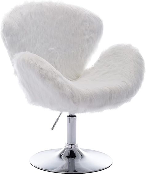 White fur chair White Fur Chair, Stool For Bedroom, Fur Chair, Shaggy Dog, Sheepskin Chair, White Accent Chair, Swan Chair, Dog White, Dorm Living Room