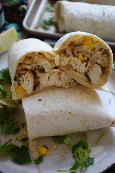 Mexican Chicken and Rice Wraps Chicken Rice Wraps, Mexican Chicken Rice, Mexican Chicken And Rice, Rice Wraps, Chicken Wrap, Mexican Chicken, Enchilada Recipes, Chicken And Rice, Chicken Wraps