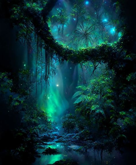 Dark Enchanted Forest Aesthetic, Feywild Aesthetic, Magical Forest Wallpaper, Magical Forest Aesthetic, Enchanted Lake, Blood Elf, Jungle Art, Green Fairy, Forest Background