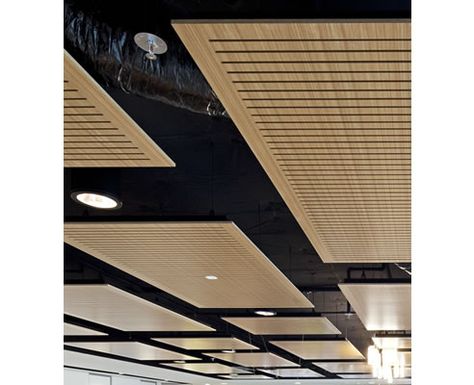 floating acoustic ceiling panels Floating Ceiling Ideas, Suspended Ceiling Panel, Basement Diy, Floating Ceiling, Ceiling Options, Acoustic Ceiling Panels, False Ceiling Bedroom, Office Ceiling, Innovative Office