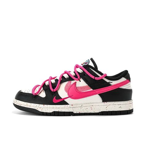 Step up your sneaker game with the Custom Dunk Extra Lace Dark Pink Swoosh Shadow Black White. This design offers a striking combination of bold accents and sleek neutrals, perfect for those who appreciate a mix of vibrant and understated elements. Key Features: Bold Accent: The dark pink Swoosh adds a vivid pop of color against the black and white base. This bold accent creates a dynamic visual impact that enhances the overall design. Sophisticated Neutrals: The shadow black and white color scheme provides a sleek, classic backdrop, allowing the dark pink Swoosh to stand out. This combination ensures the sneakers maintain a sophisticated and versatile look. Premium Quality: Crafted from high-quality materials, these sneakers offer both durability and comfort. The construction is designed Pink Sneakers Outfit Black Women, Shoes To Ask For Christmas, Pink And Black Room Ideas, Custom Dunks, Dunks Pink, Classic Backdrop, Dunks Shoes, Hot Pink Shoes, Pretty Sneakers