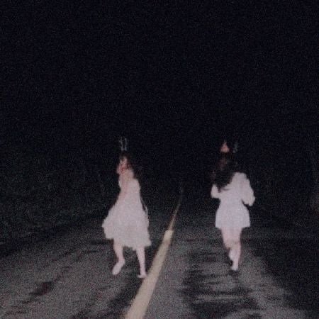 dark edgy scary girls running highway road nighttime aesthetic At Night, The Road, Walking, Road, Dresses, White