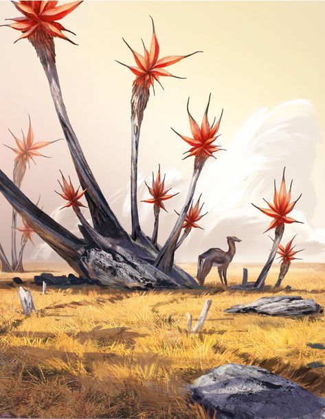 Alien Flora Alexander Ostrowski, Alien Tree, Alien Desert, Alien Plants, Scifi Fantasy Art, Alien Concept, Landscape Concept, Alien Planet, Alien Concept Art