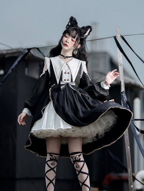 New Release: 【-The Wizarded Cat-】 Lolita OP Dress Op Dress, Maid Outfit, Victorian Clothing, Fantasy Fashion, New Release, Cosplay Outfits, Lolita Dress, Gothic Lolita, Lolita Fashion