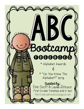 ABC Bootcamp (FREEBIES) Boot Camp Letters, Alphabet Bootcamp Kindergarten, Abc Bootcamp Kindergarten, Boot Camp Classroom, Camping Alphabet Letters, Alphabet Bootcamp, Abc Bootcamp, Letter Recognition Activities, Alphabet Songs