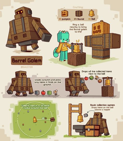 Gaziter 🌱 en X: "Barrel golem! I always liked the idea of having different golem types in minecraft so I came up with a new one https://t.co/a6sNOUpKGF" / X Minecraft Mobs Mod, Minecraft Concept, Mc Ideas, Minecraft Comics, Artist Character, Minecraft Images, Minecraft Banner Designs, Minecraft Drawings, Minecraft Banners