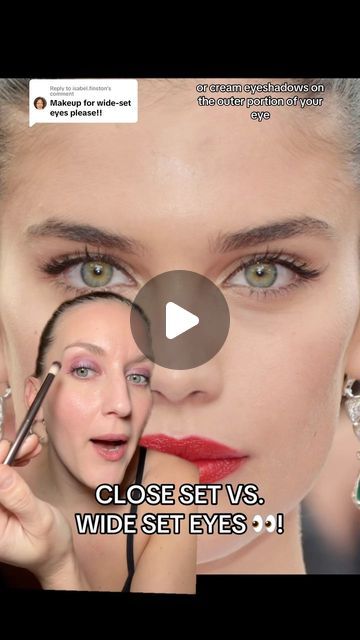 Mallory Osses on Instagram: "CLOSE SET VS. WIDE SET EYES 👀! 

#eyeshadow #makeuptutorials" Eye Makeup For Close Set Eyes, Wide Set Eye Makeup, Close Set Eyes Makeup, Wide Eye Makeup, Makeup For Close Set Eyes, Deepset Eye Makeup, Deep Set Eye Makeup, Close Set Eyes, Deep Set Eyes Makeup