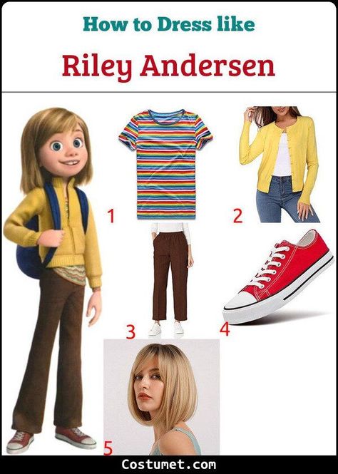 Riley Andersen's Costume from Inside Out for Cosplay & Halloween 2022 Inside Out Two Outfits, Riley Inside Out Costume, Inside Out Outfits, Inside Out Costumes Group, Inside Out Inspired Outfits, Inside Out 2 Outfit Ideas, Inside Out Outfit Ideas, Riley Inside Out, Inside Out Halloween Costume