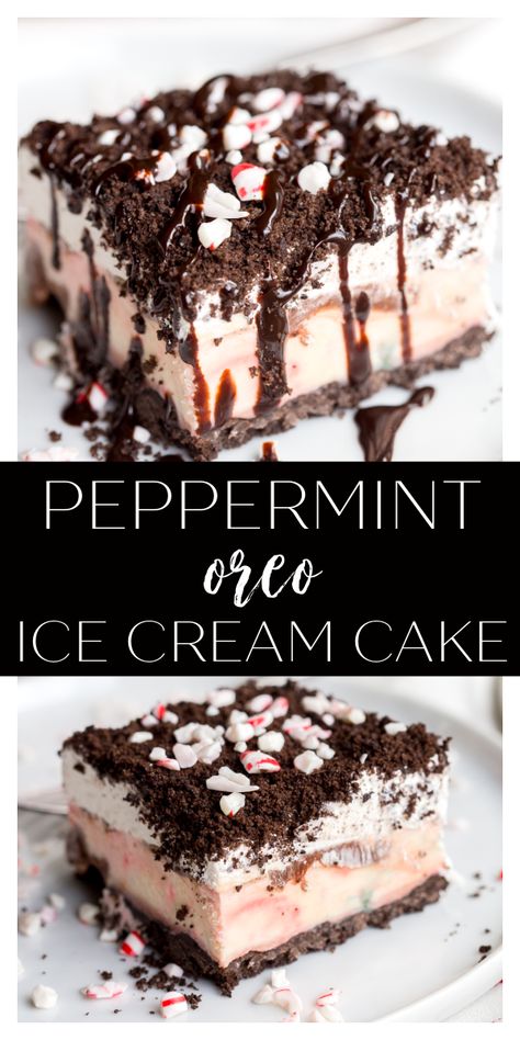 Candy Cane Ice Cream Cake, Oreo Peppermint Ice Cream Dessert, Peppermint Bark Ice Cream Cake, Pie, Peppermint Oreo Icebox Cake, Peppermint Ice Cream Cake Recipe, Peppermint Ice Cream Dessert Recipes, Desserts Using Ice Cream Sandwiches, Oreo Peppermint Pie