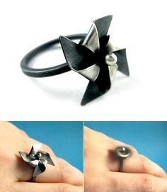 pinwheel fidget jewelry Hollowform Ring, Kinetic Jewelry, Modern Jewellery, Unusual Rings, Fidget Rings, Contemporary Jewelry, Jewelry Tutorials, Modern Jewelry, Metal Rings