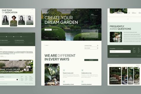 LeafLife - Garden Landscape Design Service Website Figma Template by peterdraw Modern Garden Landscaping, Service Website, Beauty Technology, Simple Layout, Figma Template, Minimalist Garden, Modern Minimalist Design, Webpage Design, Landscape Services