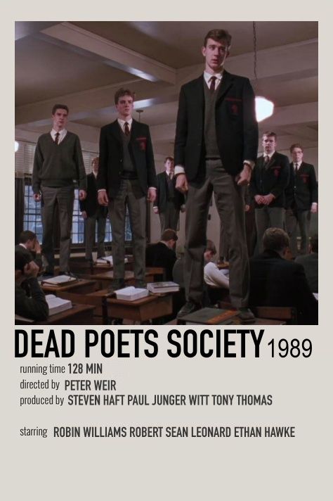 click my profile for more posters  Polaroid Dead Poets Society made by me Insta: @itzz.icey Dead Poets Society Aesthetic, Society Aesthetic, Film Polaroid, Sean Leonard, Filmy Vintage, Posters Minimalist, Iconic Movie Posters, Movie Card, Film Posters Minimalist