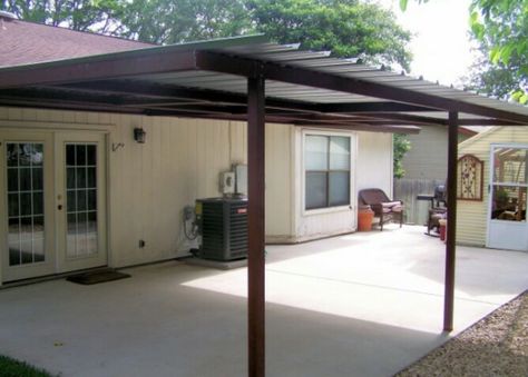 Metal Patio Covers, Diy Patio Cover, Diy Carport, Carport Patio, Porch Awning, Car Ports, Building A Patio, Covered Patio Design, Pergola Attached To House