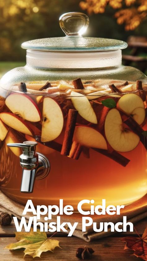 Welcome to the delicious world of Apple Cider Whisky Punch. This drink is perfect for parties, cozy nights in, or just when you feel like sipping something sweet and special. Let’s dive into how to make this yummy punch that everyone will love. #AppleCiderWhiskyPunch #AppleCider Apple Cider Punch Recipes, Whiskey Punch, Whisky Cocktail Recipes, Apple Cider Punch, Apple Whiskey, Apple Cider Cocktail, Punch Cocktails, Whisky Drinks, Cider Cocktails