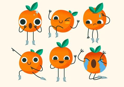 Vector Illustration Character, Fruits Drawing, Simple Character, Vector Character Design, Geometric Shapes Art, Cute Character, Fruit Illustration, Concept Art Character, Character Poses