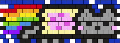 Nyan Cat Kandi Pattern, Scene Kandi Cuff, Homestuck Kandi Pattern, Kandi Cuff Patterns Easy, Nyan Cat Kandi, Scene Kandi Cuff Patterns, Kandi Patterns Cuff, Silly Crafts, Rave Bae