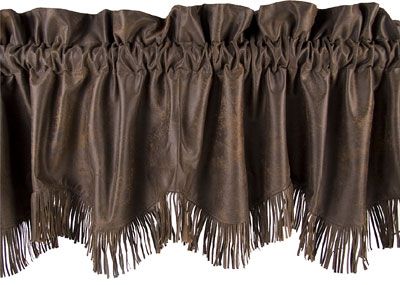 Western Valance, Rustic Valances, Western Curtains, Rustic Window Treatments, Western Bedding, Leather Kitchen, Rustic Window, Western Rustic, Western Furniture