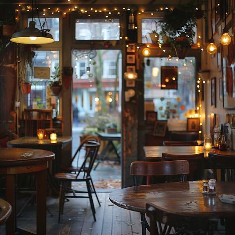 Cafe Themes Interior Design, Coffee Shop Fireplace, Coffeeshop Aesthetic Cozy, Wooden Cafe Design, Aesthetic Cafe Photos, Rustic Cafe Decor, Cafe Interior Design Cozy, Cozy Restaurant Interior, Rustic Cafe Interior