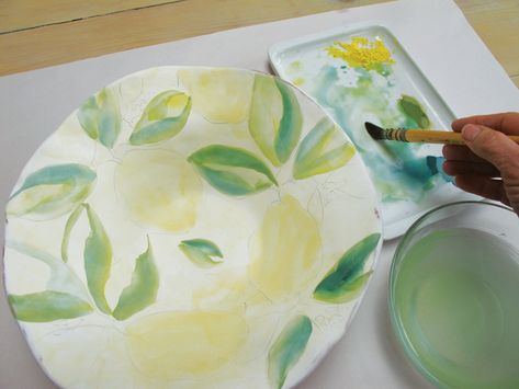 Pottery Making Illustrated, Majolica Pottery, Color Glaze, Watercolor On Paper, Pottery Making, Glazes For Pottery, Watercolor Techniques, Pottery Painting, In The Studio