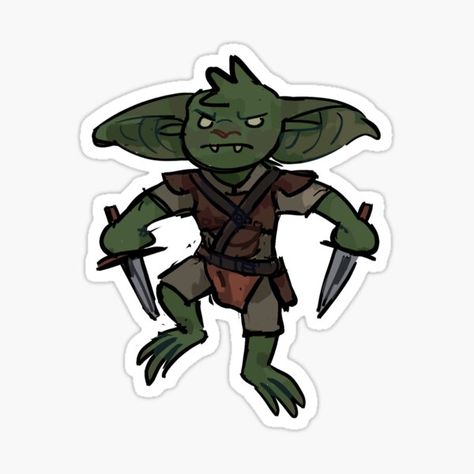 Arcane Trickster, Goblin Art, D D Character Ideas, Dnd Races, Goblin Core, Fantasy Races, Dnd Art, Mystical Creatures, Stickers For Sale