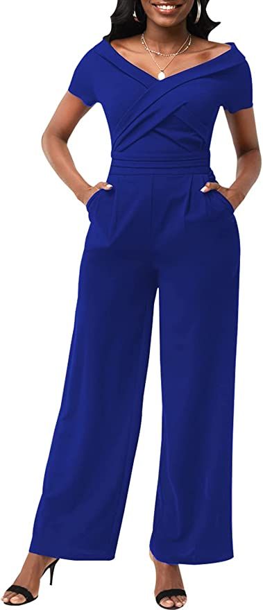 Elegant Romper Classy, Dark Blue Jumpsuit Formal, Jumpsuits For Women Classy Casual, Jumpsuits For Women Classy, Jumpsuit For Work, Womens Dressy Jumpsuits, Dark Blue Jumpsuit, Dressy Jumpsuits, African Jumpsuit