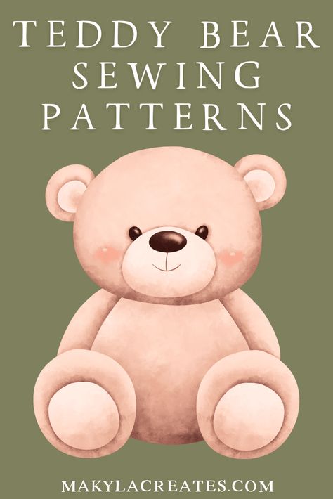 Home Made Teddy Bears, Care Bear Pattern Sewing, Non Jointed Teddy Bear Pattern, Sewing Teddy Bear Pattern Free, Sewn Teddy Bear Pattern, Stuffed Bear Sewing Pattern Free, Pattern For Teddy Bear Sewing, Keepsake Bear Pattern Free, Sew Stuffed Animals Patterns