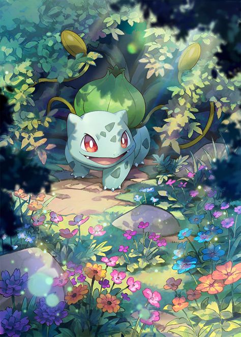 Pokemon Full Art, Art Pokémon, Green Pokemon, Pokemon Painting, Pokemon Bulbasaur, Pokemon Backgrounds, Wild Pokemon, Cool Pokemon Wallpapers, Pokemon Tattoo