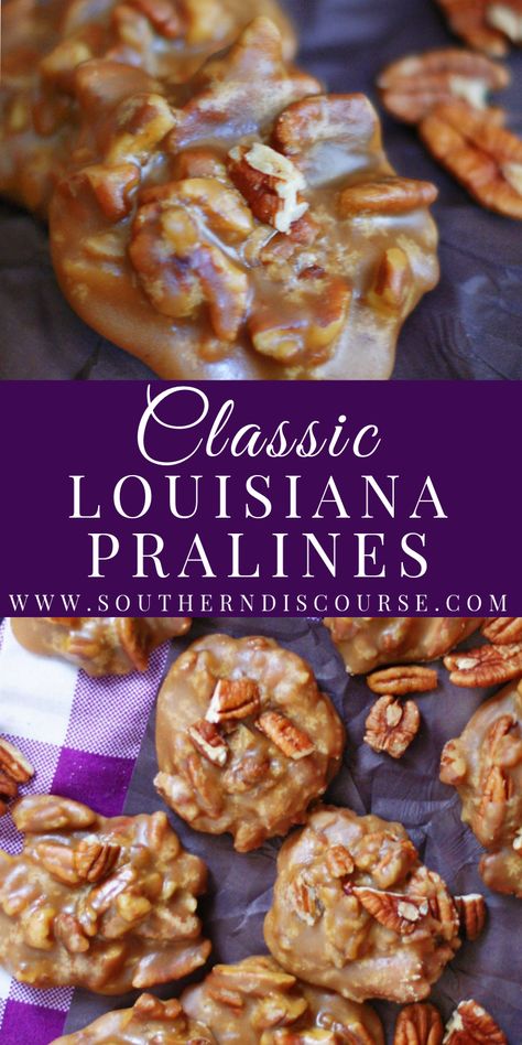 Classic Louisiana Pralines - southern discourse Southern Praline Pecans, Creole Praline Recipe, Praline Party Mix Recipe, Pie, Essen, New Orleans Pecan Pralines, How To Make Pralines Recipes, New Orleans Pralines Recipe, Pecan Praline Desserts