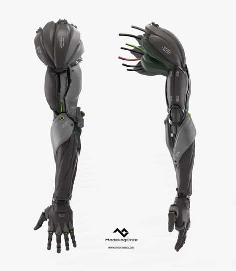 Prosthetic arm concept, Ryo Yambe on ArtStation at https://www.artstation.com/artwork/rOE1G Armadura Cosplay, Arte Robot, Arte Cyberpunk, Cyberpunk Character, A Robot, Robot Design, Robots Concept, Ex Machina, Robot Concept Art