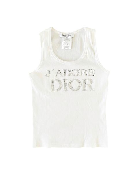 j’adore dior ribbed crystal rhinestone tank by christian dior Parisienne Aesthetic, Dior Clothes, J Adore Dior, Dior Top, Dior Shirt, Dior Collection, Mode Zara, Skandinavian Fashion, Dior Logo