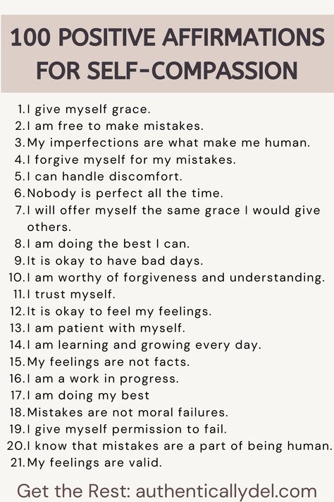 self-compassion affirmations Kind Affirmations, Be Nicer To Yourself, Ways To Better Yourself, Be Kinder To Yourself, Self Compassion Quotes, Mindful Self Compassion, Mindfulness Journal Prompts, Compassion Quotes, Become A Better Person